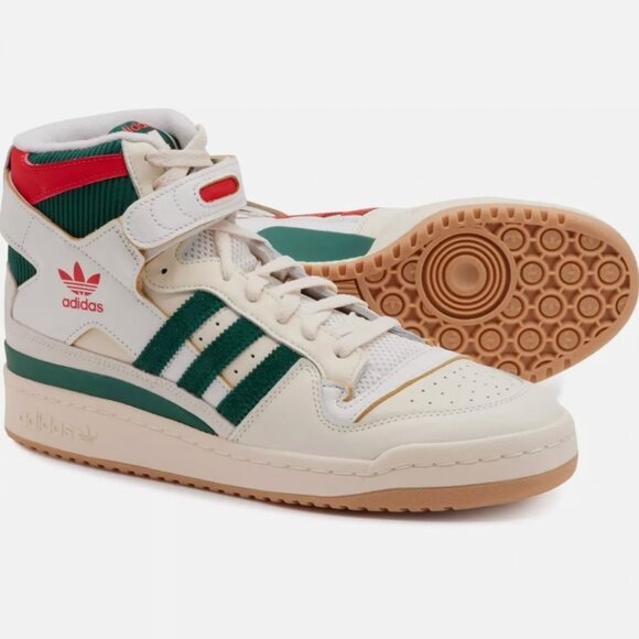 Adidas Mens Forum 84 High Court Leather White Green Red Size 8 Basketball NEW - Picture 1 of 10